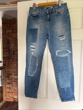 Noisy May Light Blue Distressed Patchwork Jeans - Size 27